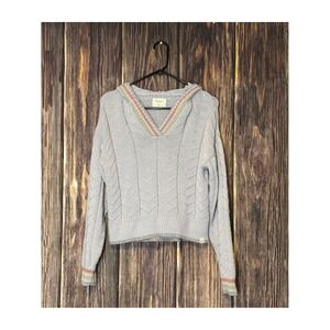 Rapsodia Hoodie Sweater Girls M Light Purple Chevron Knit Cropped Pullover